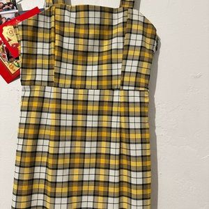 Yellow plaid mini dress